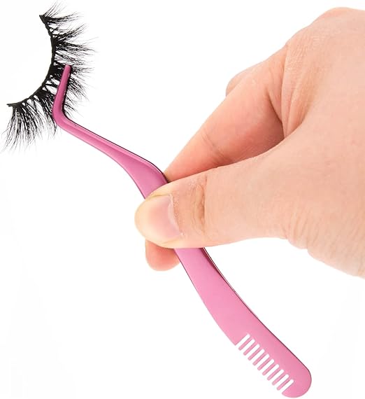 Pince à cils 2 en 1 à double extrémité avec peigne à cils intégré